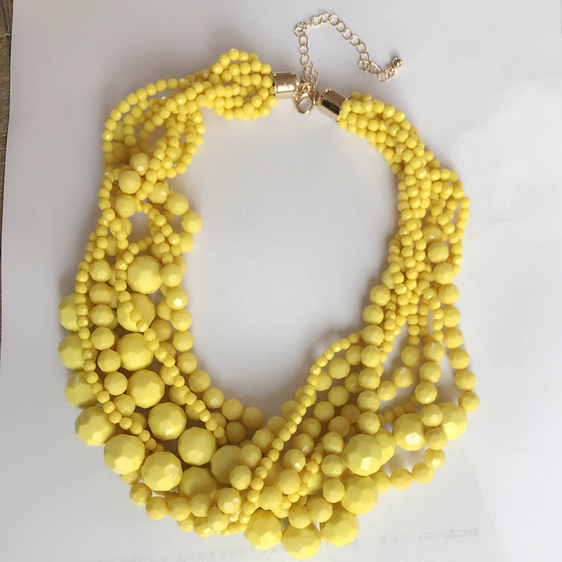 Yellow Statement Beads Choker
