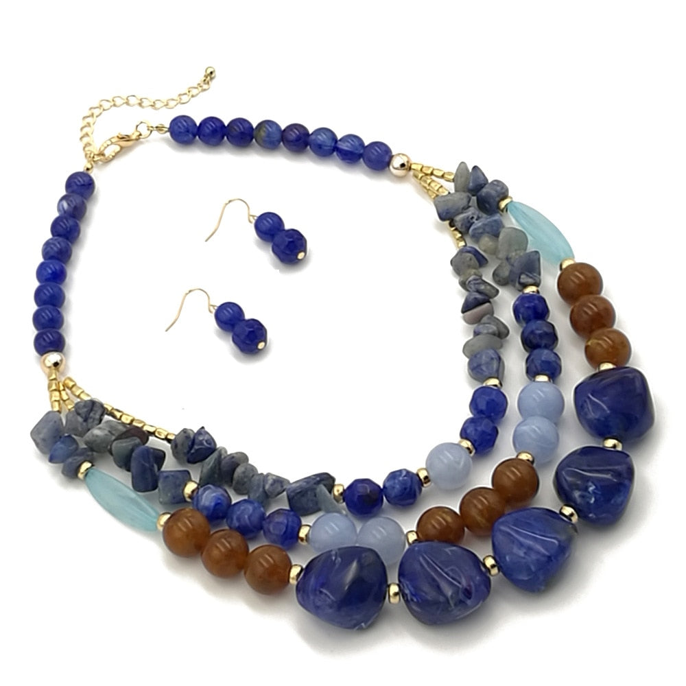 Boho Stone Beads Necklace Set