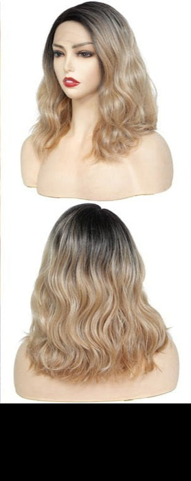 Synthetic Ombre Brown Blonde Natural Wave Wig