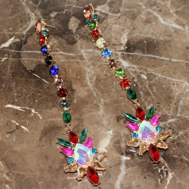 Crystal Long Chain Dangle Earrings