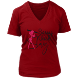 Slay Sassy Chick Women's V- Neck Tee -Red | Shop Sassy Chick