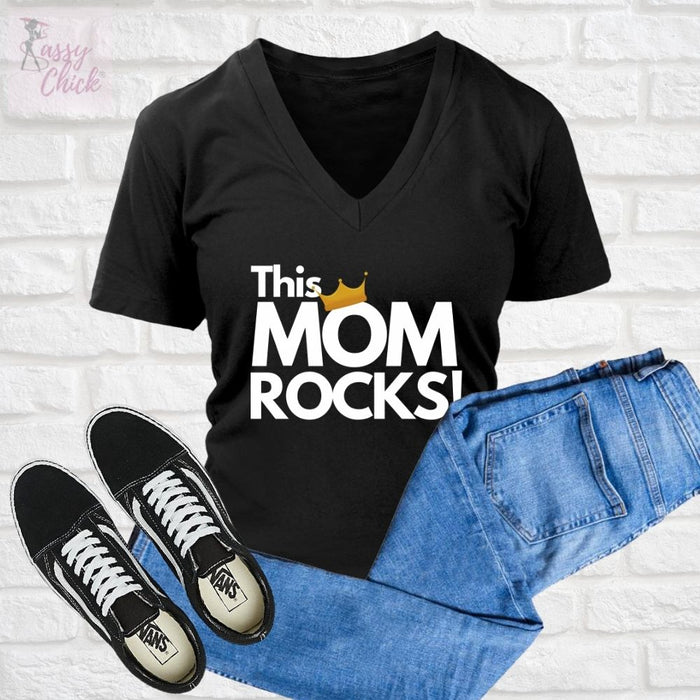 This Mom Rocks V-Neck - Shop Sassy Chick 