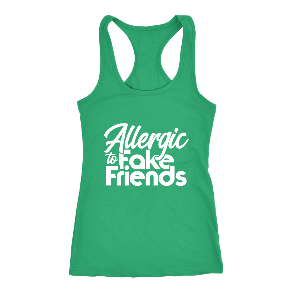Allergic To Fake Friends Racerback Tank Top - Green | Shop Sassy Chick