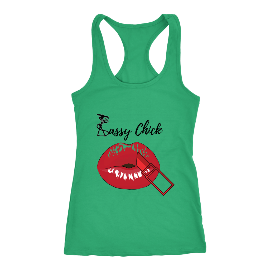 Red Lips Racerback Tank Top - Green | Shop Sassy Chick