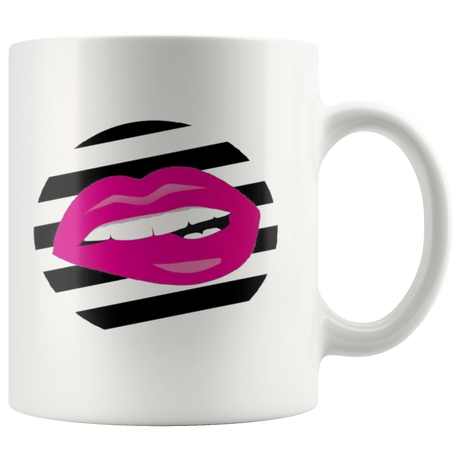Striped Pink Lip Mug - Shop Sassy Chick 