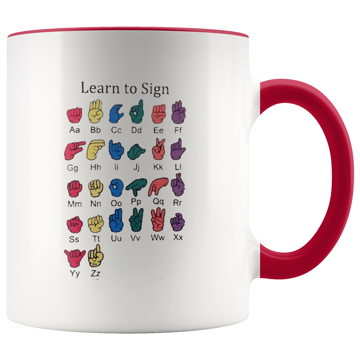 Learn ASL Ceramic Accent Mug - Red | Shop Sassy Chick