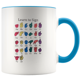 Learn ASL Ceramic Accent Mug - Blue | Shop Sassy Chick